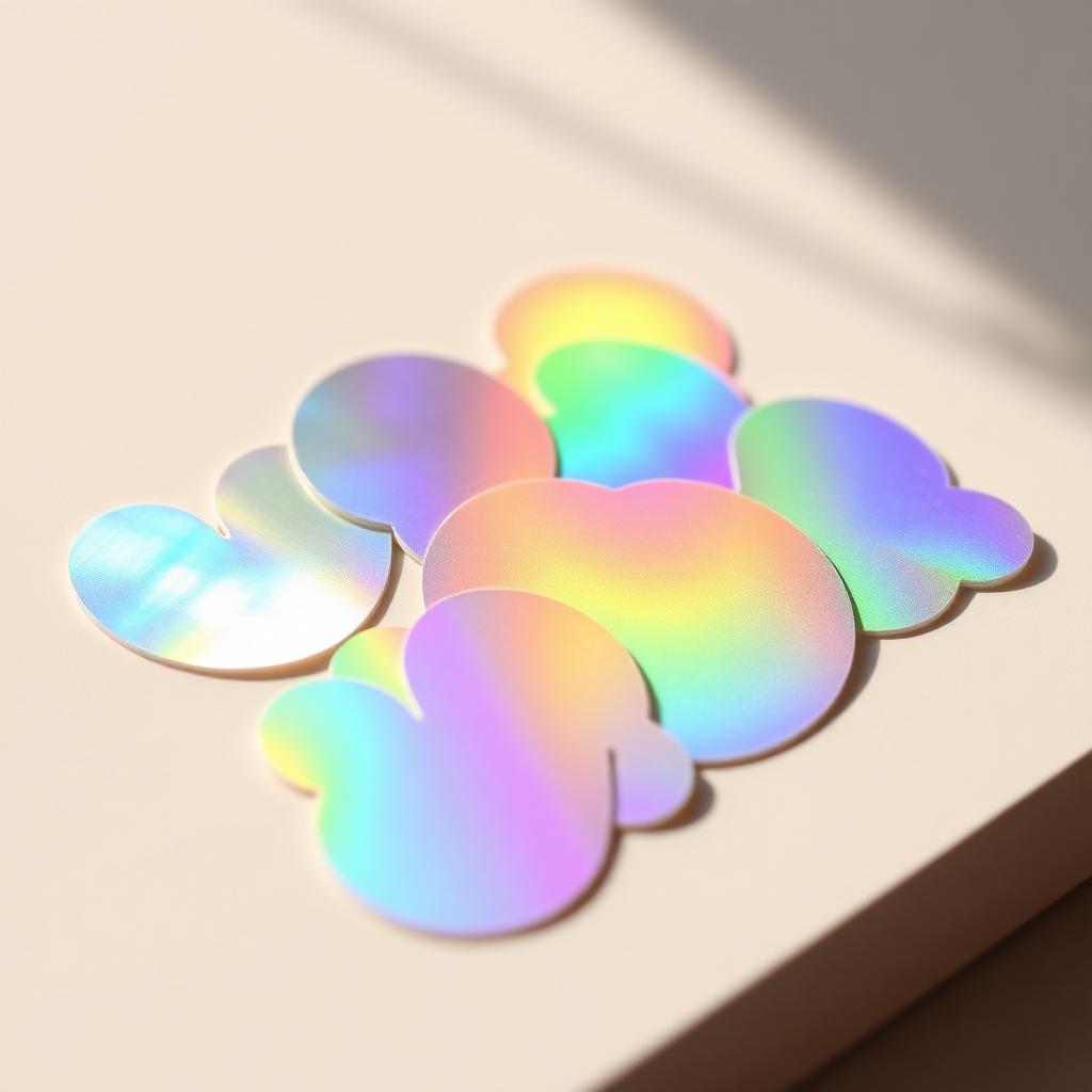 Adesivos holográficos com efeito iridescente